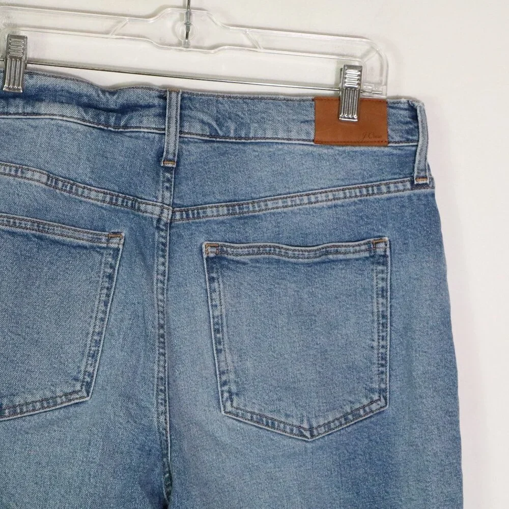 J Crew 90s Classic Straight Fit Jean Women 29 Downtown Medium Wash Ankle raw hem